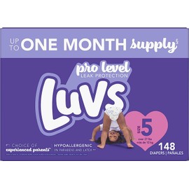 Diapers Size 5 (over 27 lbs), 148 Count - Luvs Pro Level Leak Potection