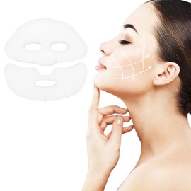 Mascarilla Facial de Gasa Precortada de Seda, Mascarilla Facial Precortada de Bricolaje Juego de Sábanas de Mascarilla Facial Superior e Inferior para el Hogar Salón de Belleza
