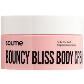 SOLME Crema Corporal Bouncy Bliss | Manteca Corporal Reafirmante Con Aceite De Coco Y Jojoba, Colágeno Y Extracto De Aguacate | Piel Radiante | Aroma A Melocotón Y Vainilla | K-Beauty, 6.76 Onzas Líqu