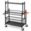 16-Slot Rolling Garden Tool Organizer Rack with 3 Shelves and