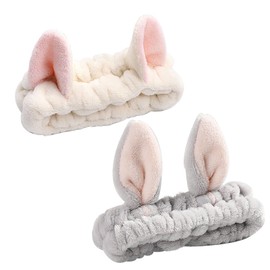 ZARSIO Cat & Bunny Ears Spa Facial Headband Face Wash Headband Cute Make Up Plush Hairband for Washing Face, Makeup, Shower