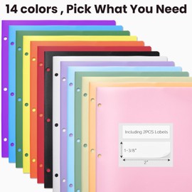 Sooez 2-Pocket Folders, Plastic Folders with Pockets 3 Hole Punched, 1 Pack Pockets Folder for 3 Ring Binder with Labels, Heavy Duty Binder Folder for Document, Letter Size File Folder,Dark Green