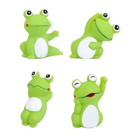 Volacopets 4 cute frog puppy squeak toys latex float water pool dog toys squeaky for small breed soft fetch interactive play pet toys, green