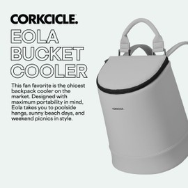 Corkcicle EOLA Bucket Cooler Bag, River Rock Neoprene, 11” x 14” – Portable and Lightweight Backpack Cooler Keeps Food & Drinks Cool – Adjustable Straps, Zippered Closure, & Food Safe Interior