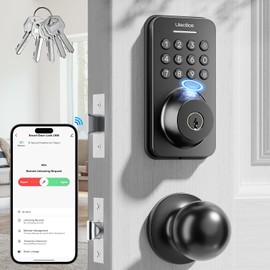 Ulecoce Keyless Entry Door Lock Built-in WiFi with Handle Set, Smart Lock with App Control, Electronic Keypad Deadbolt with Doorbell, One-time Code, Auto-Locking, Easy to Install