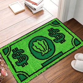 Money Bathroom Rug with Cool Bill Bath Mat, Cute Money Shape Rugs Fun Bath Rug Soft Washable Shower Carpet for Bathroom Decor Rug (Green)