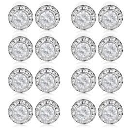 Amabro 8 Pairs Rhinestone Earrings for Women Dance Competitions 15mm