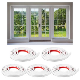 KEOHOLI 5 Rolls Total 32.8ft Window Grille Inserts Grid Kit Self Adhesive Peel and Stick Trim Simulated DIY Window Decorative PVC Strip Molding Trim Frames (White)