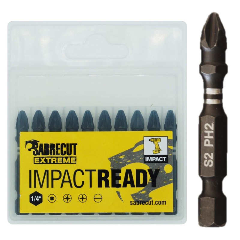 10 x SabreCut SCPH250_10 50mm PH2 Impact Screwdriver Driver Bits