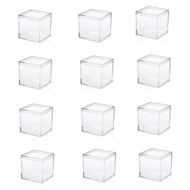 Gift Box Transparent Acrylic Candy Box Cube Case Plastic Portion Case Small Item Storage Box Cubic Accessory Parts Bead Storage Refill Container 12 Pieces