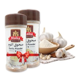 Malka Premium Garlic Powder Shaker Bundle - 4.23 oz Each, 100% Pure Ground Garlic, Easy-Use Dispenser for Cooking & Seasoning, Vegan & Gluten-Free, Pack of 2