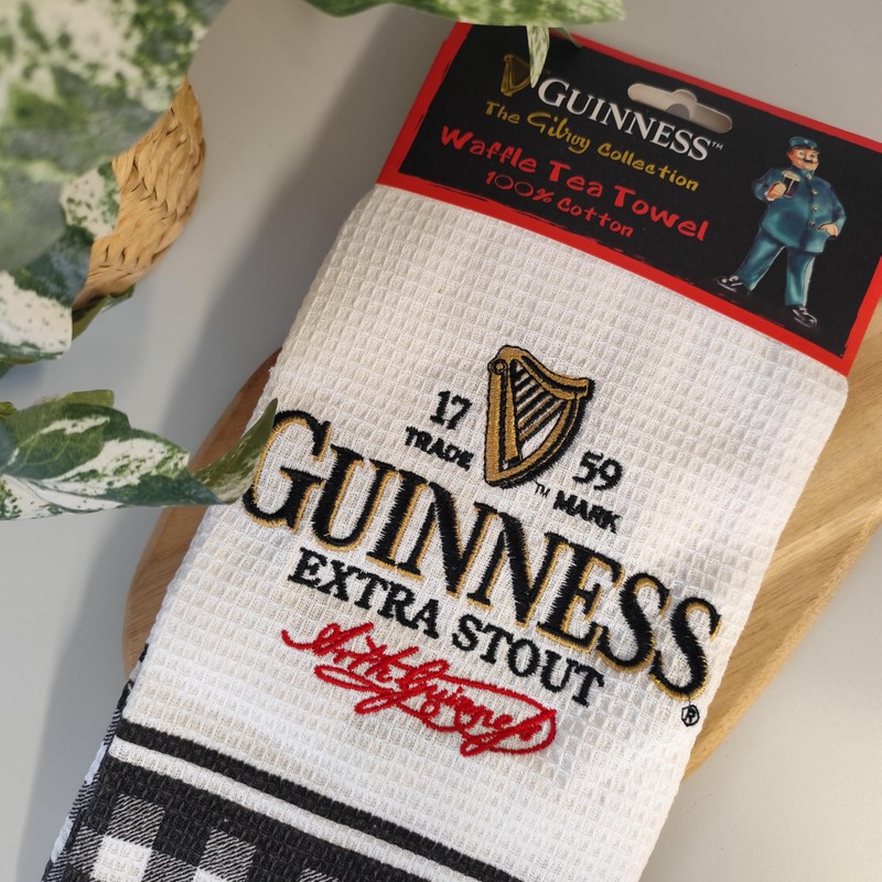 Guinness - Waffle Tea Towel - Embroidered Logo - Black