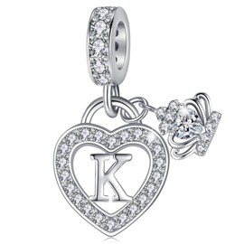 MAVTZRE Letter K Charms for Charms Bracelet: Silver Heart Alphabet Initial Dangle Charms Bead for Bracelets and Necklaces, Birthday Mother's Day Christmas Jewelry Gifts For Women