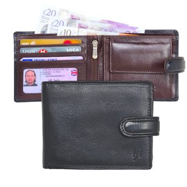STARHIDE Essentials RFID Blocking Genuine Leather Billfold Wallets for Men with Gift Box 5002 (Black Brown)
