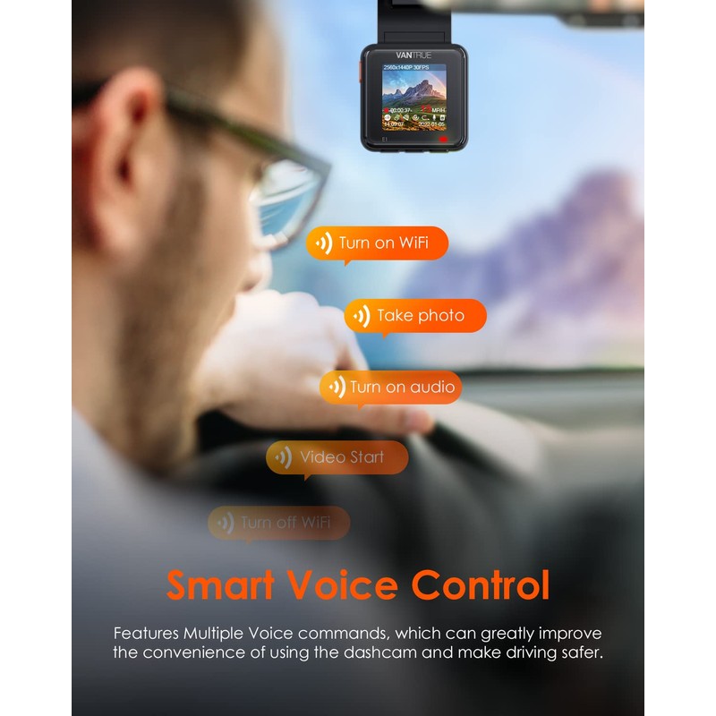 Vantrue E1 Mini 2.7K WiFi Dash Cam, 1944P Dash Camera