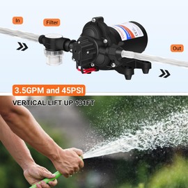 YOUNGTREE RV Fresh Water Pump 12V 3.5 GPM 45PSI On Demand 12Volt Small Water Transfer Spray Pump with Pressure Switch for Pool Draining RV Marine sprayer Garden