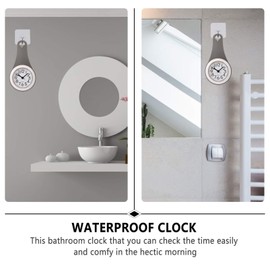 BESPORTBLE Waterproof Wall Clock Bathroom Mute Wall Clock Suction Cup Hanging Clock
