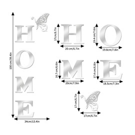 JEPELUS 37 Pieces 3D Mirror Wall Decor Home Sign Letters and Round Shape, Acrylic Acrylic Mirror Wall Stickers Decorative Art Decals for Home Living Room Bedroom Farmhouse Decoration (Silver)