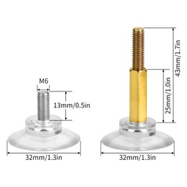 Sankoly 8 Pcs Glass Table Tops Suction Cup 1.3 Inches Strong Suction Cup with Heavy Duty M6 Screw and Extension Screw, Adjustable Height, Fit for Glass Table
