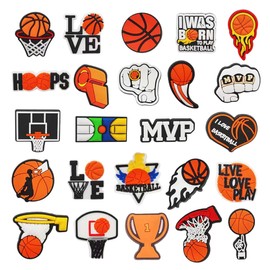 HFFJJLTU Basketball Shoe Accessory 26pcs Basketball Shoe Decoration, Waterproof Shoe Trims, Shoe Decorations, Shoe Charm Accessories Charms, Party Gifts For Boys Kids Teens Man Gifts