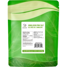 Soeos Himalayan Pink Salt, Fine Grain, 16 oz (1 Pound), Pink Himalayan Sea Salt, Rock Salt for Grinder Refill