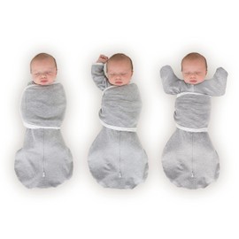 SwaddleDesigns 6-Way Omni Swaddle Sack, Arms Up Swaddle for Newborn, More Options to Calm Startle Reflex, Improves Sleep, Easy Transition Baby Sleep Sack, 12-18 lbs, Heathered Gray