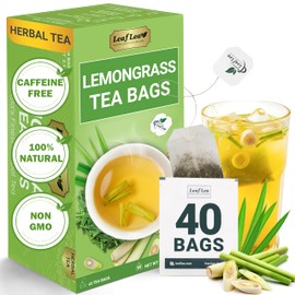 LeafLea Lemongrass Tea Bags, 40 Count, 100% Natural Lemongrass Leaves, Te Limon Grass, Te de Limoncillo Herbal Tea with Smooth Light Aroma, Sugar-Free, Caffeine-Free, Non-GMO, Vegan Friendly