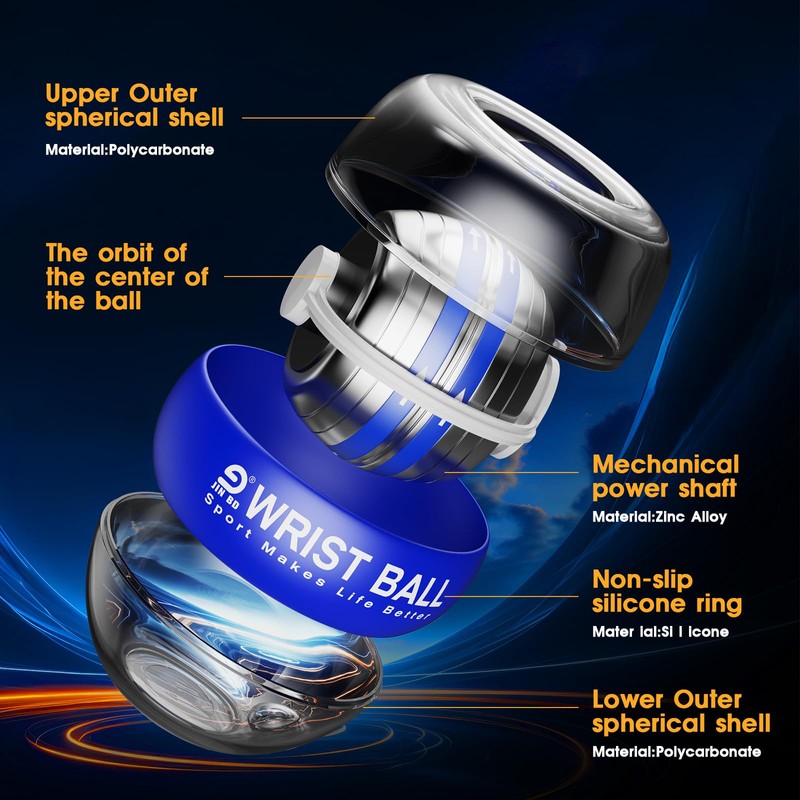 JIN BD Auto-Start Gyro Ball Wrist Trainer, Gyroscopic Forearm Exerciser