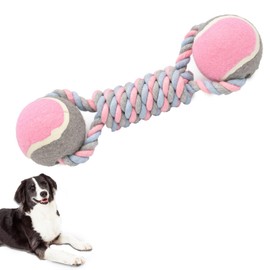 HCHYEY Dog Rope Toy, Dogs Toy with Tennis Balls for Aggressive Chewers - Interactive Pet Tug Rope Ball for Training & Promoting Relationship, Pets Chew Toy for Small, Medium, Large Dogs (Pink)