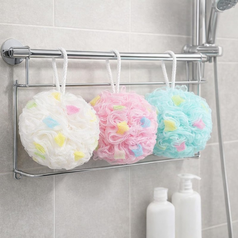 4 Pcs Loofah Sponge Shower Puff, Soft Mesh Bath Sponge