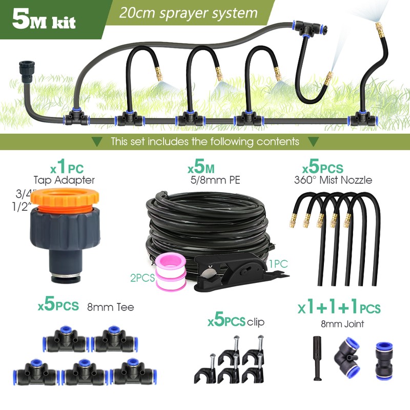 Outdoor Misting System Kit for Garden & Patio Cooling –