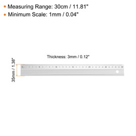 sourcing map Cutting Ruler 30cm Metric Aluminum Alloy Straight Ruler Thickening Frosted Measure Ruler with Non-Slip Sponge Backing for Architects Artists Designers Classroom Office, Silver