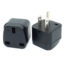 UK/KSA/UAE/Singapore to US/Canada Plug Adaptor, 3-pin UK Plug Convert to 3-pin United State/Canada Socket with Safety Shutter (1 Piece)