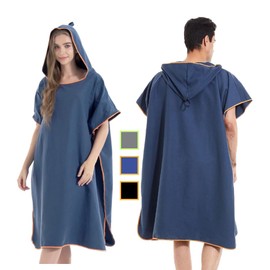 ACURACE Changing Poncho, Towel, Wrap Towel, One-touch, Surfing Poncho, Sauna Poncho, Beach, Pool, Ocean, Car, Bath Towel, Throw (Navy)