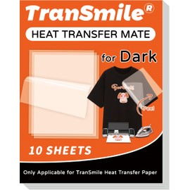 TranSmile Heat Transfer Mate for Dark T Shirts Transfer Paper (10 Sheets, 8.5"x11") Clear Iron on Transfer Tape for Printable HTV Vinyl