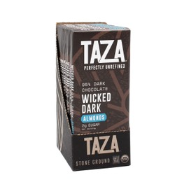 Taza Chocolate Organic Amaze Bar 95% Stone Ground, Wicked Dark with Almonds, 2.5 Ounce (6 Count), Vegan