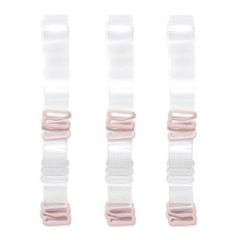 YARBAR Invisible Clear Bra Strap Non-Slip Adjustable Bra Strap Soft Transparent Shoulder Strap, 3 Pairs