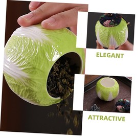 Gatuida Chinese Cabbage Shaped Ceramic Tea Canister with Lid Elegant Loose Leaf Tea Storage Container for Home Decor and Easy Care and Design Capacity