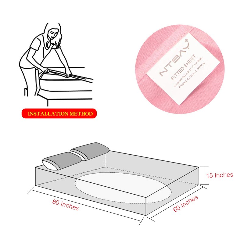 Bedding Twin Fitted Sheet, Bottom Sheet with Deep Pocket -