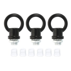 PATIKIL 15kg Load 18mm ID M10 Lamp Female Loop Holder, 3 Set Lifting Eye Nut Hook Ring Shape Structural Support to Chandelier Lighting Fixtures, Black