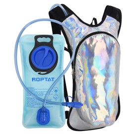 Roptat Hydration Backpack Pack with 2L Hydration Bladder - Lightweight Water Backpack Daypack Pouch for Women Men Running Riding Biking (Black) (Sliver-Laser)