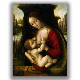 Yomcut Bernardino De Conte Poster - Madonna And Child Print - Blessed Mother Canvas Artwork - Renaissance Work Reproduction - Cool Home Decor for Bedroom Hotel Living Room Unframed(12×16in/30×40cm)
