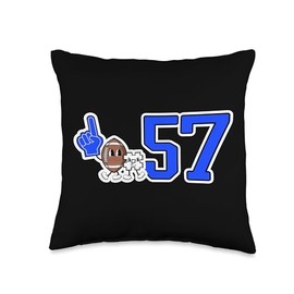 Retro Football Player Apparel Retro Blue Foam Finger Football Player #57 Throw Pillow, 16x16, Multicolor
