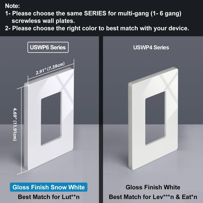 BESTTEN 30 Pack Screwless Decorator Wall Plate, USWP6 Snow White