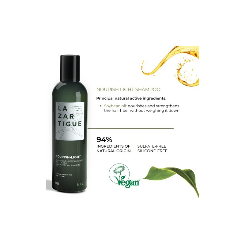 Nourish-Light Shampoo by Lazartigue for Women - 8.4 oz Shampoo