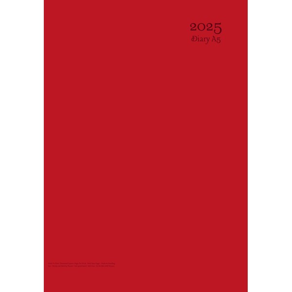 2025 Diary Week To View A5: Red - Horizontal Layout