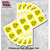110V Warning Flash Labels - 19mm x 19mm Permanent Synthetic