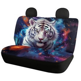 ZOUTAIRONG White Tiger Car Seat Covers Galaxy Car Accessories Interior Cover Protectors Car Seat Covers for Front and Back Seat 4Pcs/Set Universal Fit for Most Car SUV Van Sedan