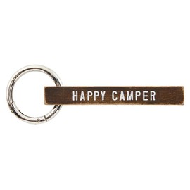 Santa Barbara Design Studio Keyring Wood Tag Face To Face Keychain, 3.75" Long, Happy Camper