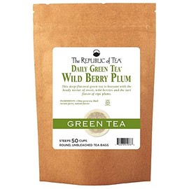 The Republic of Tea Wild Berry Plum Green Tea, 50 Tea Bags (Refill Bag)